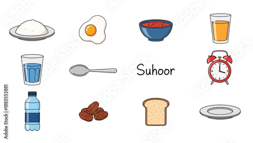 Pre dawn Meal Icons for Fasting Periods