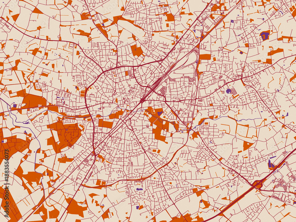 Obraz premium Simplified city layout of Gutersloh, Germany