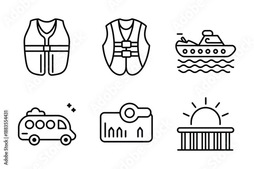 Water Safety and Transportation Icon Set