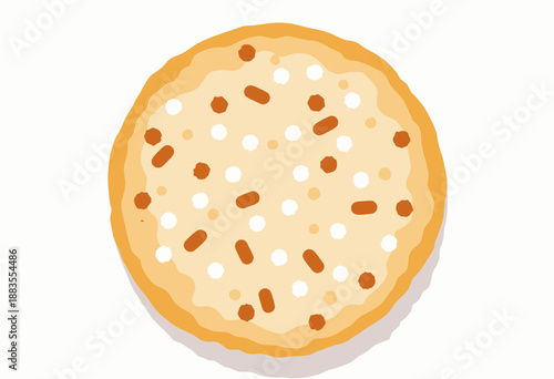 Illustrated Pizza with Cheese and Pepperoni on a Golden Brown Crust Showing an Overhead View of a Classic Delicious and Savory Favorite Dish