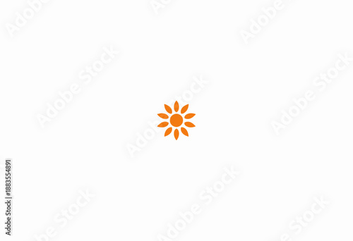 Minimalist orange floral design featuring symmetrical petal arrangement on a white background encapsulating simplicity and elegance in modern digital art