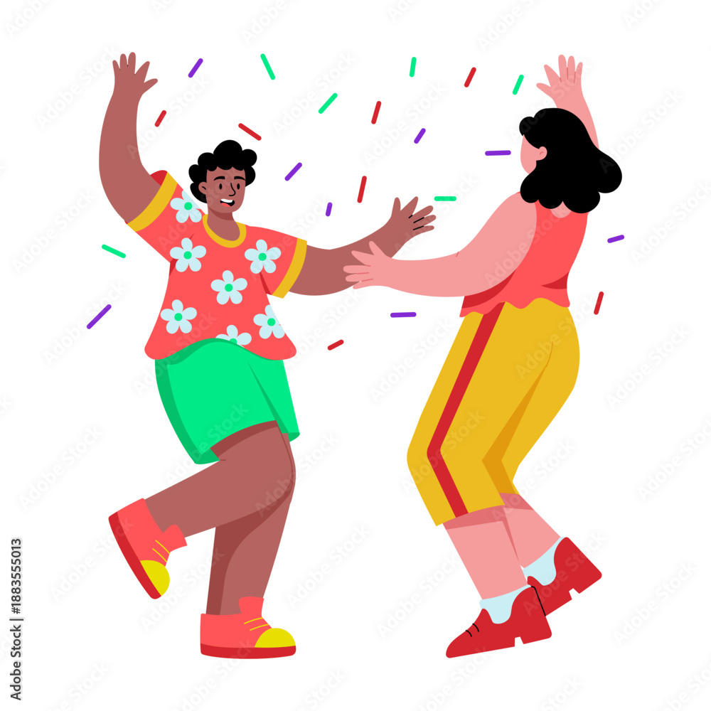 Naklejka premium A flat style illustration depicting friends enjoying together