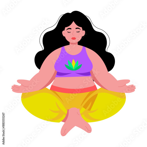 A flat style illustration showing a character practicing yoga