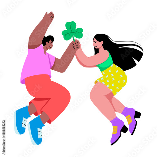 A flat style illustration showing a character wishing good luck