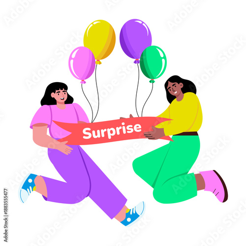 A flat style illustration depicting a character revealing surprise