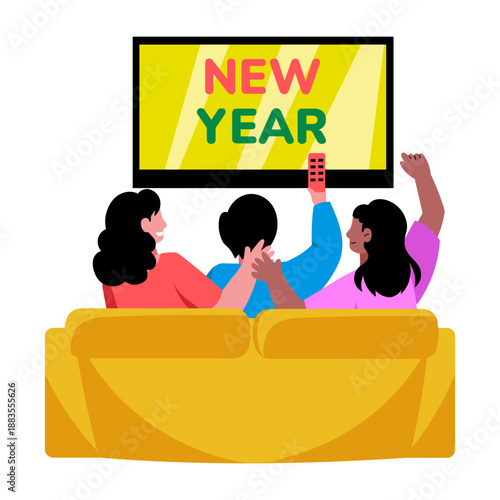 A flat style illustration showing characters enjoying family time