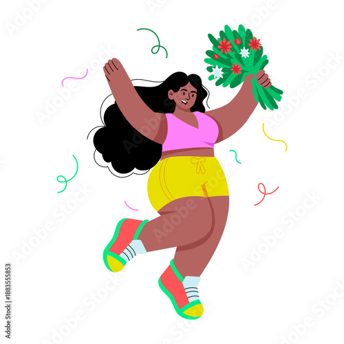 A flat style illustration representing tossing confetti action