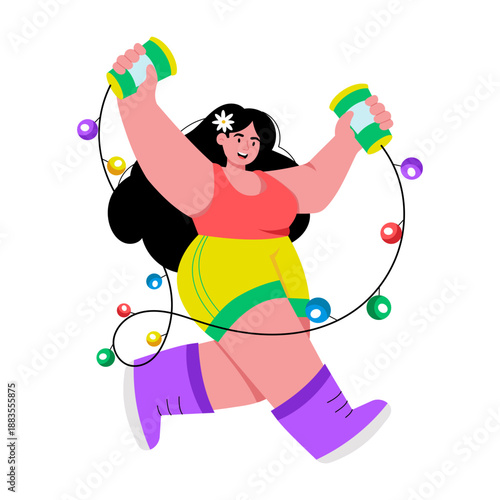 A flat style illustration showing a character holding lights carefully