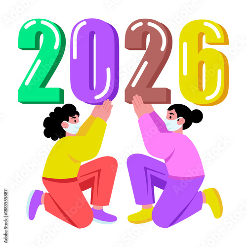 A flat style illustration depicting decorative props arrangement