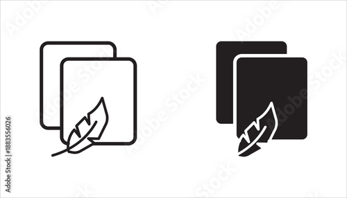 fabric with feather filler icon set, high comfort structure, less weight, vector illustration on white background