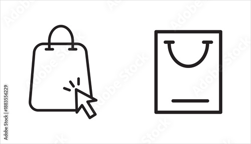 Shopping online, click and collect. Thin line icon set. vector illustration on white background