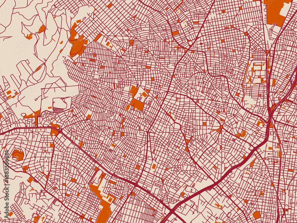Obraz premium City layout poster — GRE, Peristeri – muted violet water and terracotta