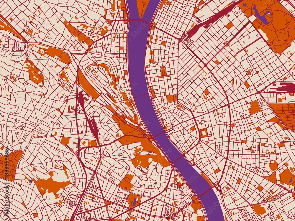 Obraz premium City cartography of Budapest City Center, Hungary