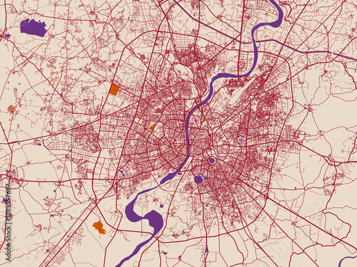 Bilde på lerret Urban map of Ahmedabad, India