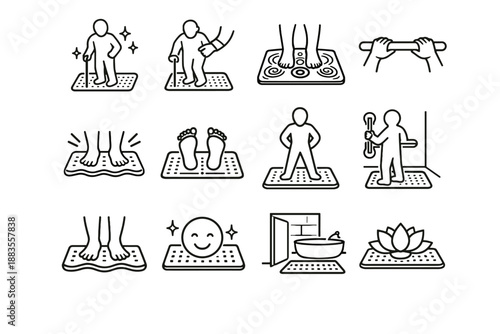 Emphasis icon elderly stance footing vector support safety icons cue calm