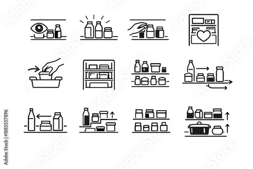 Logic used usability icon shelf access icons priority fridge vector zone cue