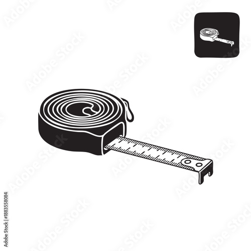 Measuring tape wrapped around a spool of white cord isolated on transparent