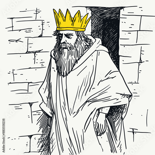 Illustration of a King Emerging from a Cave