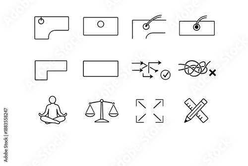 Cable routing desk vs grommet plan placement calm vector efficiency corner icon