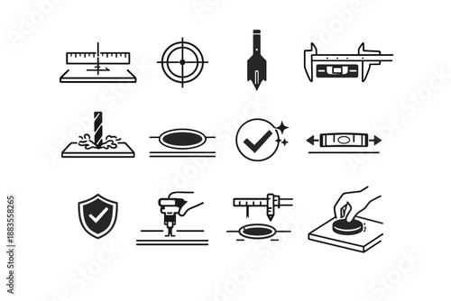 Grommet accuracy cut vector bit logic icon silhouette precision install calm desk