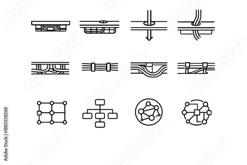 Set vertical to organization routing icon minimalist logic tray vector drop calm
