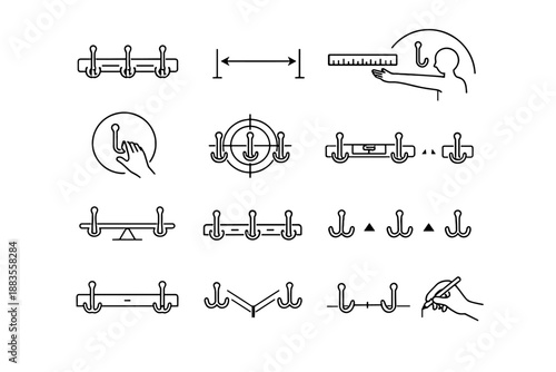 Horizontal precision vector icon hook mindful measurement icons minimalist easy calm cue