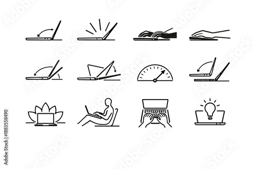 Usability focus wrist angle icon typing laptop hinge icons vector posture calm