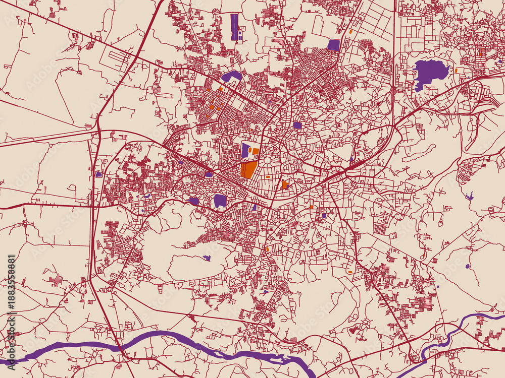 Fototapeta premium City grid layout map — Jabalpur, India