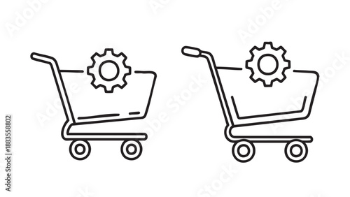 Two mechanical gear carts isolated on transparent background