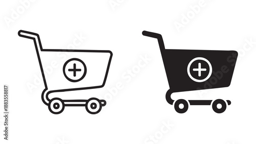 Two shopping carts isolated on transparent background for retail design