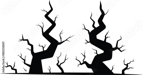 Black Ground Fractures and Land Faults Disaster Vector Set