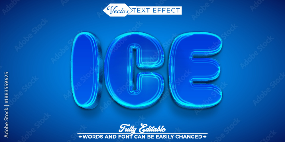 Obraz premium Ice Frozen Frost Vector Fully Editable Smart Object Text Effect