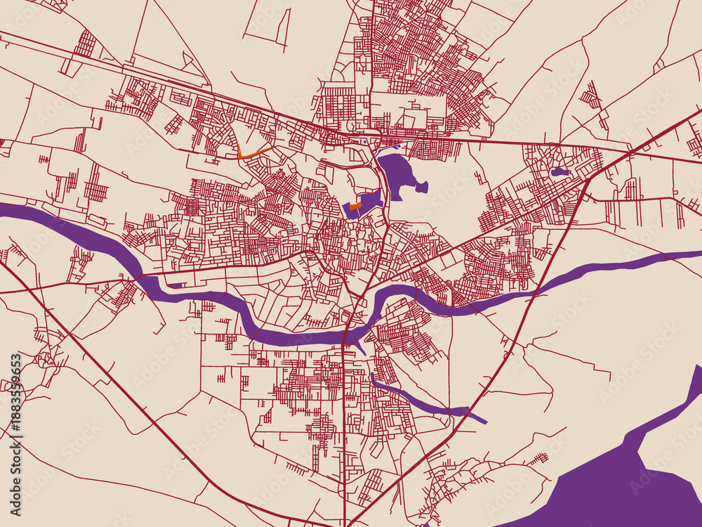 Naklejka premium Street network map of Pali, India