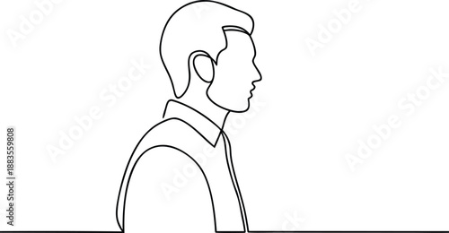 Simple Man Face Line Art