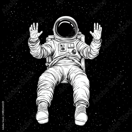 Floating Astronaut in Cosmic Space