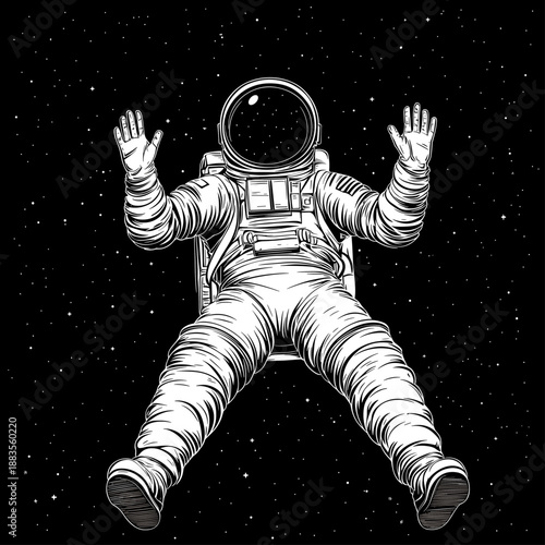 Floating Astronaut in Cosmic Space