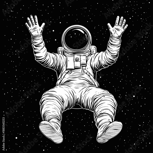 Floating Astronaut in Cosmic Space