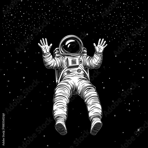 Floating Astronaut in Cosmic Space
