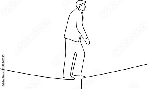 Man Walking On A Line