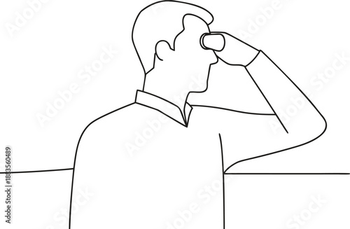 Simple Man Looking Through Binoculars