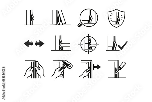 Logic seal correct door silhouette precision vector icon closing fit contact