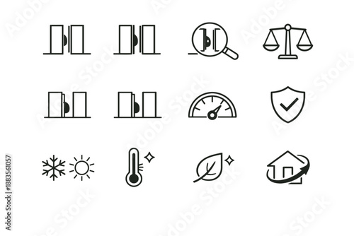 Wide icon door seal vector size logic balance efficiency focus gap
