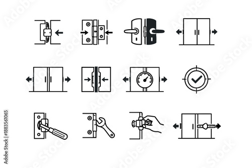 Hardware icon door even minimalist icons compression vector silhouette calm hinge focus