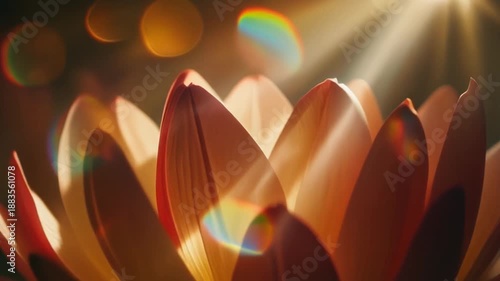Golden Lotus Flower in Sunlight with Vibrant Orange Petals and Lens Flares