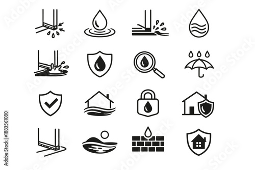 Moisture weatherstrip vector splash calm door focus logic silhouette protection rain icon