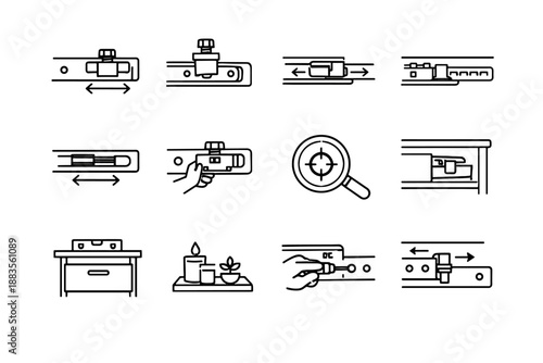 Adjustment silhouette tuning logic drawer mechanism fine vector cabinet calm icons focus