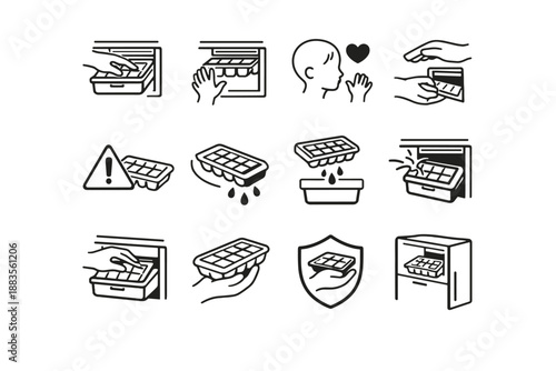 Icon fridge household vector icons prevention silhouette safety freezer child spill awareness