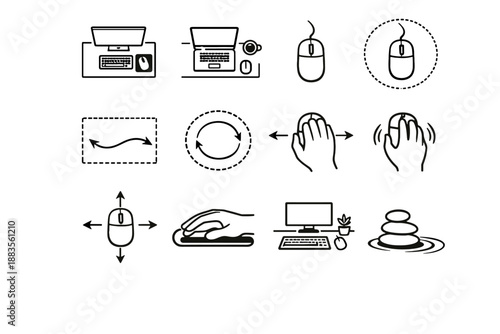 Icon baseline focus calm awareness desk setup overview vector zone mindful minimalist
