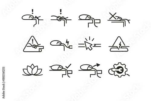 Desk crossed correction interruption management warning icon vector awareness icons cue cable