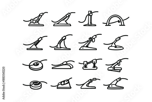 Consistent accessory icons assist desk minimalist resistance icon bungee control tension vector